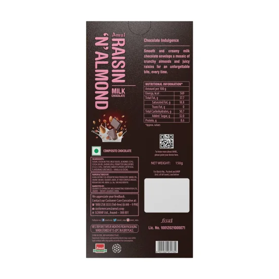 Amul Raisin & Almond Milk Chocolate 150g