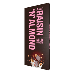 Amul Raisin & Almond Milk Chocolate 150g, Pack Of 10 Amul Raisin & Almond Milk Chocolate 150g, Pack Of 10
