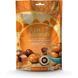 Tamrah Caramel Chocolate Zipper Bag, 100g, Pack Of 12 Tamrah Caramel Chocolate Zipper Bag, 100g, Pack Of 12