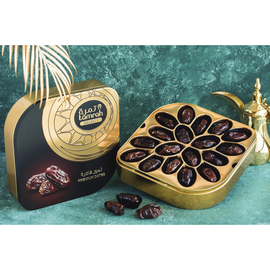 Tamrah Select Square Tin Plain Date 493g