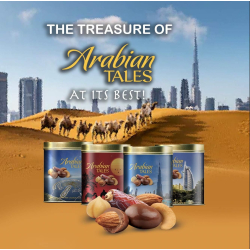 Arabian Tales Assorted Milk Chocolate Coated Nuts and Dates Can 200g, Pack Of 12 Arabian Tales Assorted Milk Chocolate Coated Nuts and Dates Can 200g, Pack Of 12