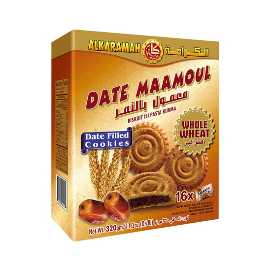 Al Karamah Whole Wheat Date Maamoul Box, 16 Pieces x 30g