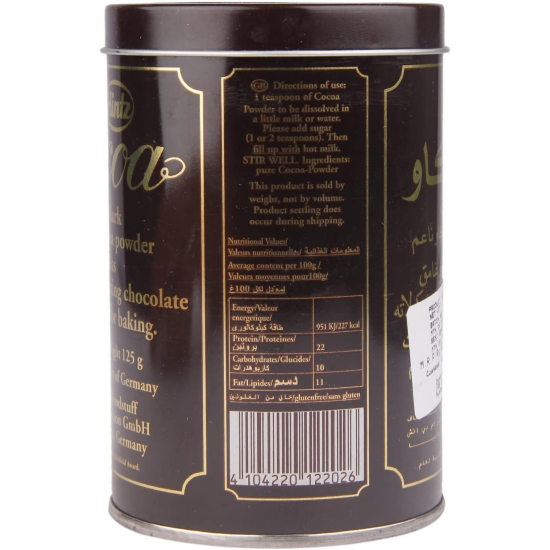 Hintz Cocoa Powder (Tin) 125g Pack Of 6
