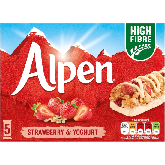 Alpen Strawberry & Yoghurt Bars 29g, Pack Of 6