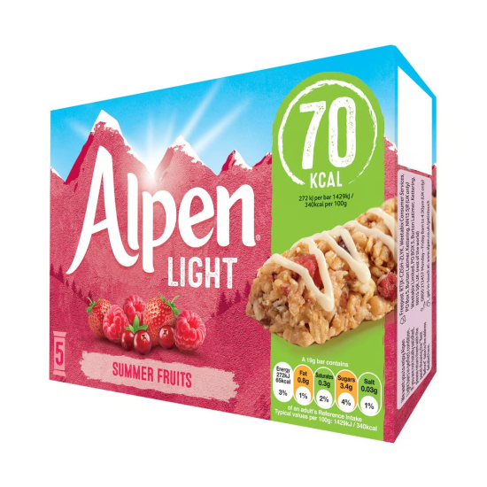 Alpen Breakfast Bar Light Summer Fruit 19g, Pack Of 6