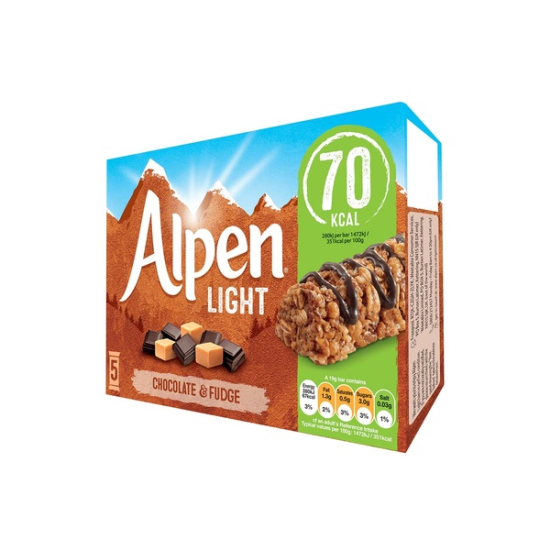 Alpen Breakfast Bar Light Chocolate & Fudge Bar 19g, Pack Of 6