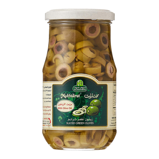 Halwani Bros Mukhtarat Sliced Green Olives In Olive Oil 325g Pack Of 6