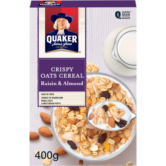 Quaker Cereal Raisin & Almond 400g Pack Of 6