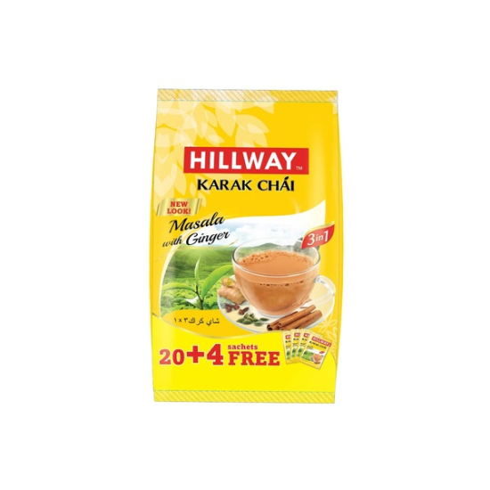 Hillway 3 in 1 Karakchai Ginger (20+4) 18g, Pack Of 6
