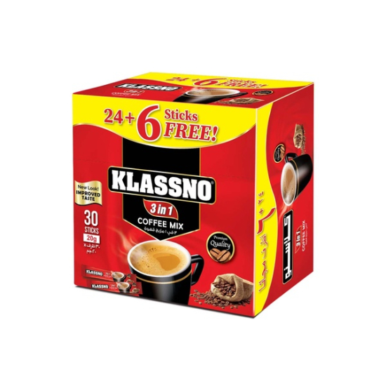 Klassno 3In1 Coffee Mix 20g (24+6), Pack Of 6