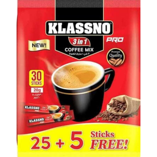 Klassno 3In1 Coffee Mix 30 Sachet 20g, Pack Of 6