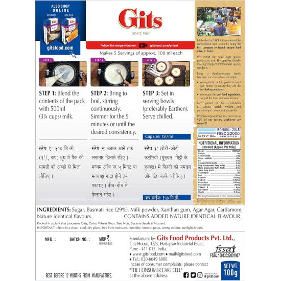 Gits Phirni Mix 100g, Pack Of 6