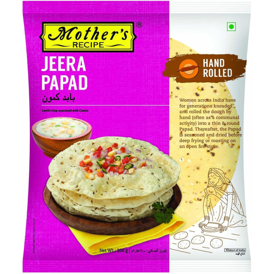 Mothers Recipe Jeera Papad Hand Rolled 200g Pack Of 6