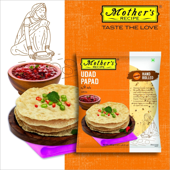 Mothers Recipe Udad Papad Hand Rolled 200g, Pack Of 6