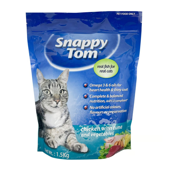 Snappy Tom Cat Dry Food Tuna With Chicken & Vegetables 1.5kg Pack Of 6