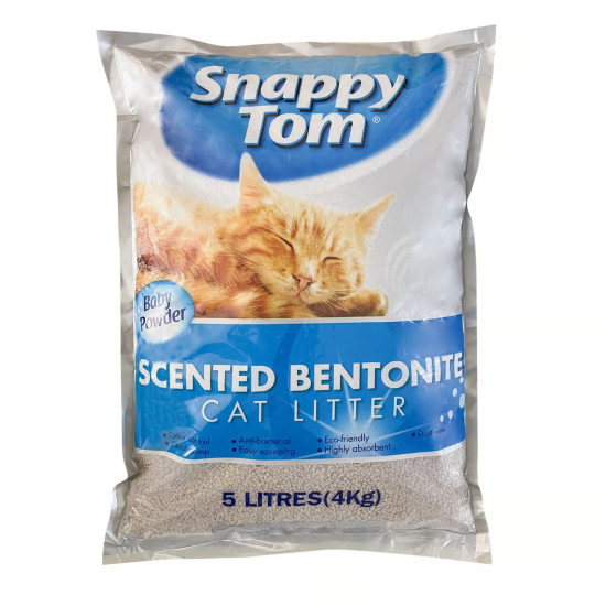 Snappy Tom Cat Litter Baby Powder Scented Bentonite 4kg Pack Of 4