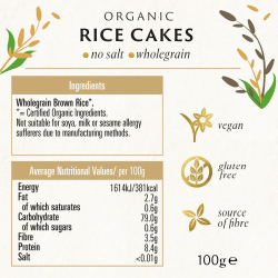 Biona Organic Rice Cakes No Salt Wholegrain 100g, Pack Of 12 Biona Organic Rice Cakes No Salt Wholegrain 100g, Pack Of 12