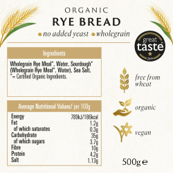 Biona Organic Rye Bread 500g, Pack Of 6 Biona Organic Rye Bread 500g, Pack Of 6
