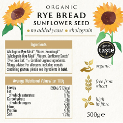 Biona Organic Rye Sunflower Seed Bread 500g, Pack 6 Biona Organic Rye Sunflower Seed Bread 500g, Pack 6