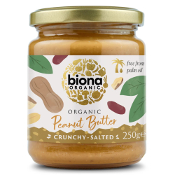 Biona Organic Peanut Butter Crunchy Salted 250g, Pack Of 6 Biona Organic Peanut Butter Crunchy Salted 250g, Pack Of 6