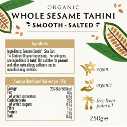 Biona Organic Whole Sesame Tahini Salted 250g, Pack Of 6 Biona Organic Whole Sesame Tahini Salted 250g, Pack Of 6
