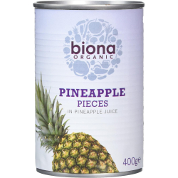 Biona Organic Pineapple Pieces In Pineapple Juice 400g, Pack Of 6 Biona Organic Pineapple Pieces In Pineapple Juice 400g, Pack Of 6
