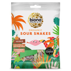 Biona Organic Sour Snakes 75g, Pack Of 10 Biona Organic Sour Snakes 75g, Pack Of 10