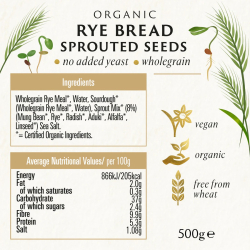 Biona Organic Rye Bread With Sprouted Seeds 500g, Pack Of 6 Biona Organic Rye Bread With Sprouted Seeds 500g, Pack Of 6