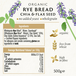 Biona Organic Rye Chia & Flax 500g, Pack Of 6 Biona Organic Rye Chia & Flax 500g, Pack Of 6