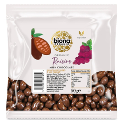 Biona Organic Milk chocolate Covered Raisins 60g, Pack Of 12 Biona Organic Milk chocolate Covered Raisins 60g, Pack Of 12