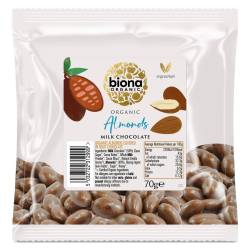 Biona Organic Milk Chocolate Covered Almonds 70g, Pack Of 12 Biona Organic Milk Chocolate Covered Almonds 70g, Pack Of 12