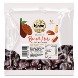 Biona Organic Dark Chocolate Covered Brazil Nuts 80g, Pack Of 12 Biona Organic Dark Chocolate Covered Brazil Nuts 80g, Pack Of 12