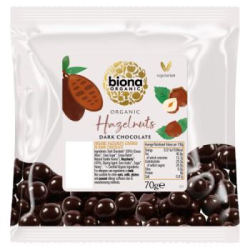 Biona Organic Dark Chocolate Covered Hazelnuts 70g, Pack Of 12 Biona Organic Dark Chocolate Covered Hazelnuts 70g, Pack Of 12