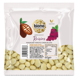 Biona Organic Yoghurt White Chocolate Covered Raisins 60g, Pack Of 12 Biona Organic Yoghurt White Chocolate Covered Raisins 60g, Pack Of 12
