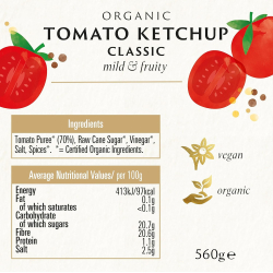 Biona Organic Tomato ketchup Classic Squeezy 520g, Pack Of 12 Biona Organic Tomato ketchup Classic Squeezy 520g, Pack Of 12