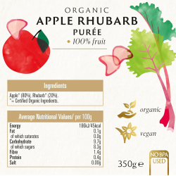 Biona Apple & Rhubarb Puree Organic No Added Sugar, Pack Of 6 Biona Apple & Rhubarb Puree Organic No Added Sugar, Pack Of 6