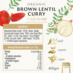 Biona Organic Brown Lentil Curry 400g, Pack Of 6 Biona Organic Brown Lentil Curry 400g, Pack Of 6