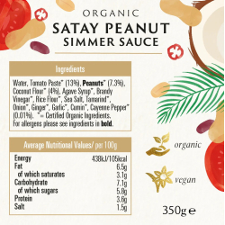 Biona Organic Satay Peanut Simmer Sauce 350g, Pack Of 6 Biona Organic Satay Peanut Simmer Sauce 350g, Pack Of 6