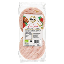 Biona Organic Strawberry Yoghurt Coated Rice Cakes 100g, Pack Of 12 Biona Organic Strawberry Yoghurt Coated Rice Cakes 100g, Pack Of 12