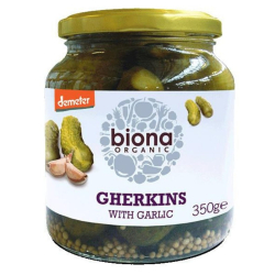 Biona Organic Gherkins With Garlic 350g, Pack Of 6 Biona Organic Gherkins With Garlic 350g, Pack Of 6