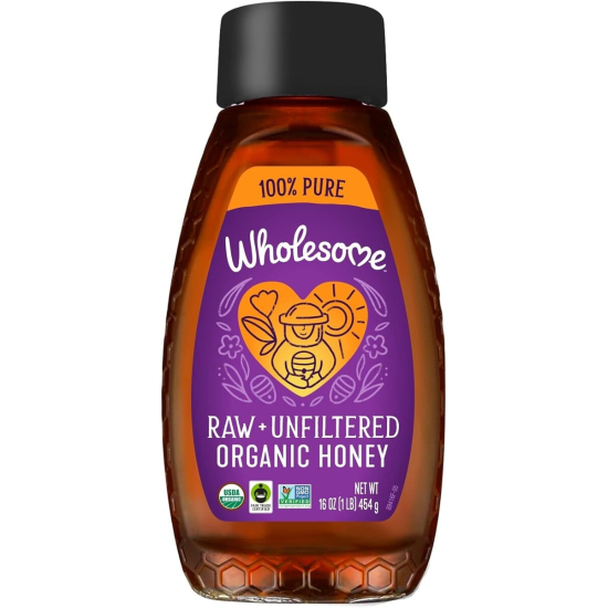 Wholesome Organic 100% Pure Raw Unfiltered Honey, 454g