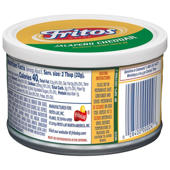 Fritos Jalapeno Cheddar Natural flavored Cheese Dip 9 Oz (255g)