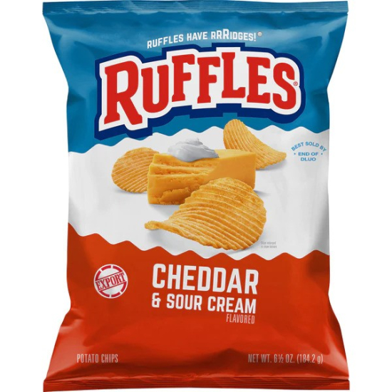 Ruffles Cheddar & Sour Cream Flavored Potato Chips 6.5 Oz (184g)