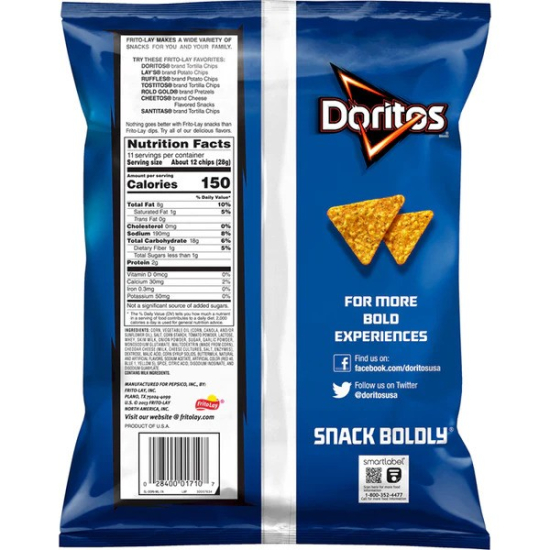 Doritos Cool Ranch Flavored Tortilla Chips, 11 Oz