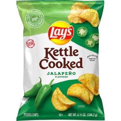 Lay's Kettle Cooked Jalapeno Flavored Potato Chips 6.5 OZ Lay's Kettle Cooked Jalapeno Flavored Potato Chips 6.5 OZ