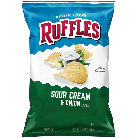 Ruffles Sour Cream & Onion Flavored Potato Chips 6.5 OZ (184g) 