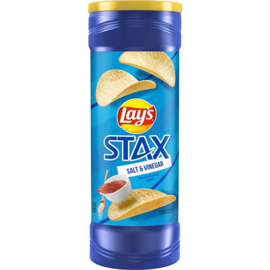 Lay's Stax Salt & Vinegar Naturally and Artificially Flavored Potato Chips 5.5 Oz (156g)