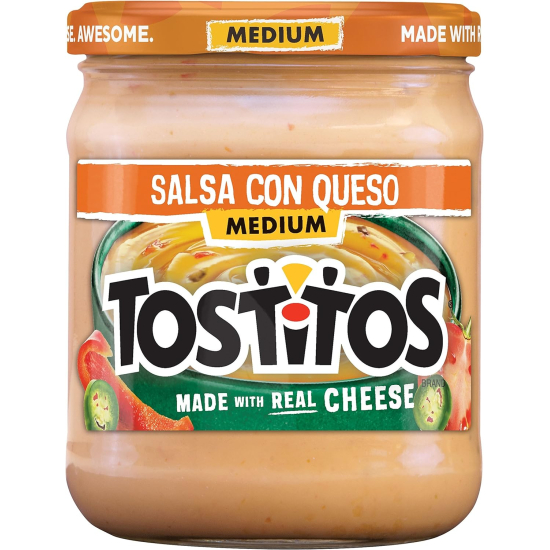Tostitos Salsa Con Queso, Made With Real Milk & Cheese Dip Medium 15 Oz (425g)