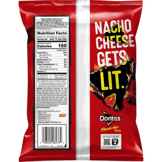 Doritos Flamin Hot Nacho Tortilla Chips 3.25 OZ (92g)