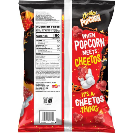 Cheetos Popcorn Flaming Hot Flavored Snack, 6.5 Oz
